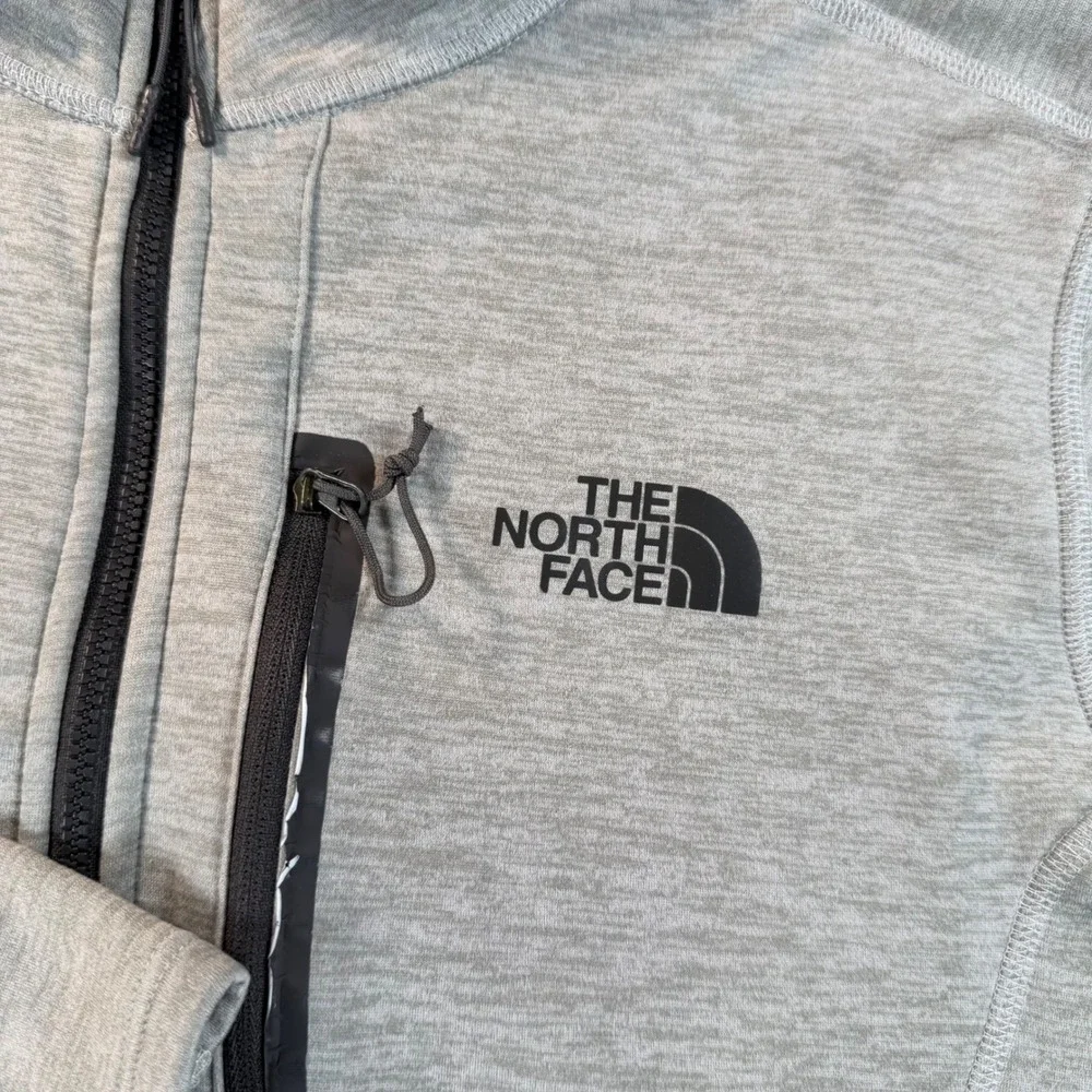 The North Face Mens Quarter Zip Fleece Pullover Grey Heather Chest Pocket Medium - Picture 8 of 8